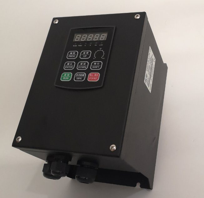 Black sealed waterproof variable frequency drive with keypad